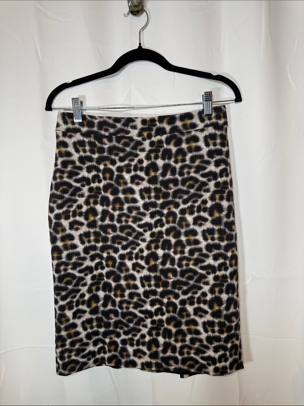 Ann Taylor Leopard Print Pencil Skirt - Black & Tan
